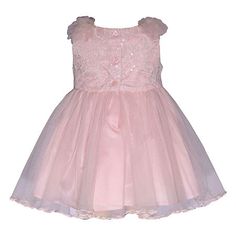 This Bonnie Jean baby girl's sleeveless empire dress is perfect for special occasion to style her in for a family or social gathering. The lace top is designed with a delicately embroidered pattern with a crew neckline, rosette applique's at each shoulder, and button closures that the back. Its complete with a satin bow along the waist and a full knee-length tulle skirt- for the ultimate twirling effect, and a matching bow headband.Included: 1 Headband(s), 1 BloomersFeatures: SheerClosure Type:… Summer Lace Dress With Lace Bodice For Dress-up, Summer Princess Dress With Lace Trim For Dress-up, Sleeveless Summer Princess Dress For Baptism, Spring Princess Dress With Lace Bodice Fitted, Princess Style Lace Patchwork Party Dress, Lace Patchwork Dress For Dress-up, Princess Style Party Dress With Lace Patchwork, Sleeveless Lace Patchwork Dress For Dress-up, Spring Princess Style Lace Patchwork Dress