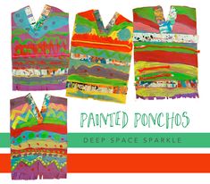 an image of painted ponchos with text overlaying that reads, deep space sparkle