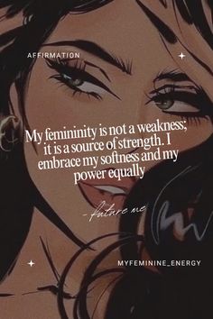 an image of a woman with her eyes closed and the words, my feminine is not a