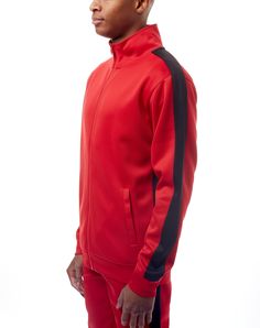 Track Jacket - Red/Black - Rebel Minds Look Your Best, Workout Jacket, Track Jacket, Red Jacket, Track Jackets, Lightweight Jacket, Black Design, Red And Black, Stand Up