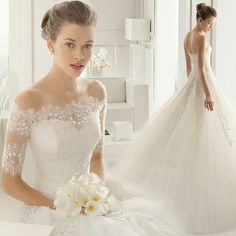 a woman in a white wedding dress with flowers