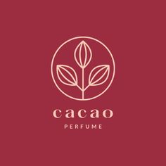 the logo for cacao perfume is shown in a circle on a maroon background