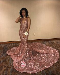 White And Gold Prom Dress, Mermaid Prom Dresses Sparkly, Rose Gold Prom, Rose Gold Prom Dress, Gold Prom Dress, Mermaid Gown Prom, Prom Dress With Train, Prom Dress Black