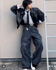 Kpop Idol Black Outfit Male, Mens Fashion Concert, Korean Styles Men, Buff Men Fashion, Different Clothing Styles Men, Male Clothing Asthetics, Eccentric Male Fashion, Dmv Outfit Ideas Men, Mens Downtown Outfit