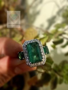 Natural zambian emerald and diamond ring for womens and girls in 18k solid gold best anniversary gift for womenbest engagement ring with may birthstone emerald and diamond / cocktail emerald and diamond ring.------------------------------------------------------------------------------------item description - stone - natural emeraldshape - emerald cut / oval cut total stone - 3 stonesRing Size 8.5 us ( if you want resize this ring contact me )colour - luster rich green emeraldsMaterial - 18k Whi 3 Stones Ring, Best Engagement Ring, Propose Ring, Dainty Diamond Ring, Engagement Ring Women, Diamond Ring Wedding, Wedding Rings Photos, Gold Anniversary Rings, Emerald And Diamond Ring