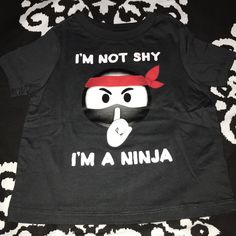 I’m Not Shy Ninja T-Shirt. Short Sleeves. Nwt. Ninja Tshirt, Childrens Place, Kids Shirts, Shirts Tops, Colorful Shirts, Short Sleeves, Black White, Tops & Tees, Black And White