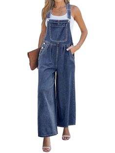 Jumpsuits, overall and jumpers are the ideal garment for that relaxed and cool style that you want to project. It is versatile, easy and quick to combine, it stylizes the body and can be used by any woman of any age. This practical overall is perfect for you, it will give you a unique casual style. It features a sleeveless, square neckline with front pockets. Loose style. Pull on. Pockets on sides. Wide leg. Adjustable buckled straps. 62% cotton, 21% Polyester, 10% viscose, 6% lyocell, 1% modal. Color may be lighter or darker depending of the device it is displayed. Fall Denim Overall Jumpsuit With Pockets, Medium Wash Overall Jumpsuits And Rompers With Side Pockets, Medium Wash Denim Overalls With Side Pockets, Casual Workwear Denim Jumpsuit With Side Pockets, Relaxed Fit Dark Wash Denim Jumpsuit With Side Pockets, Denim Jumpsuit With Side Pockets For Work, Dark Wash Wide Leg Denim Jumpsuit With Pockets, Dark Wash Denim Jumpsuit With Wide Legs And Pockets, Dark Wash Relaxed Fit Shortalls With Pockets