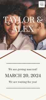 a flyer for taylor and alex's wedding with an image of two people kissing