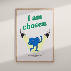 a poster with the words i am chosen and an elephant holding a lightbulb