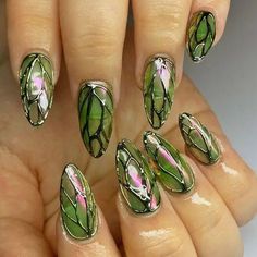 Unique Summer Nails, Unique Nail Designs, Hippie Nails, Punk Nails, Glass Nails, Nail Swag, Nail Styles, Gel Nail Designs