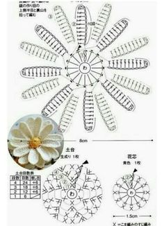 the instructions for crocheted flowers are shown in this diagram, and it shows how to