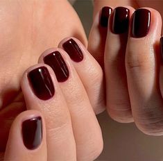 Dark Fall Nails With Glitter, Short Nail Dark Color, Dark Natural Nails, Pretty Dark Nails, Dark Bridal Nails, Super Short Fall Nails, Dark Manicure Ideas, Classy Dark Nails, Dark Maroon Nails