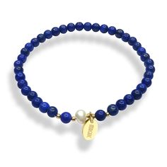 PRICES MAY VARY. ❤ Material : We only use gemstone beads of grade A or above, this elastic bracelet made of natural blue lapis gemstone beads, freshwater pearl, gold plated brass beads, stainless steel clasp and logo. Bracelet cord used strong steel wire cord to protect bracelet not easy to break. ❤ Size : Beads size about 4 - 4.5mm, bracelet length approx 7.2 inches (18.3 cm), it will be very comfortable to wear the wrist below 6.9 inches. If you need a short or larger size, please contact befo 4mm Bead Bracelet, Bracelet Cord, Green Amazonite, Brass Beads, Blue Lapis, Elastic Bracelet, Birthday Gift For Her, Beaded Stretch Bracelet, Bracelet For Women