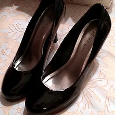 Black Pattin With 3" Heels. Platform On Toe. New. Never Worn. Black Heels 90s, Pretty Heels Prom, Modest Shoes, Occasional Shoes, Dark Heels, Modest Goth, 60s Heels, Dreamy Heels