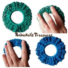 Rebeckah's Blog - Rebeckah's Treasures Scrunchy Pattern, Crochet Scrunchy, Crochet Hair, Crochet Headband, Ponytail Holders, Crochet Hair Styles, Crochet Accessories