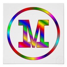 the letter m in a rainbow colored circle