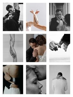 black and white photographs of people with hands on their faces, arms around each other