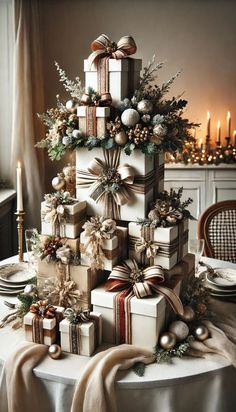 #BEAUTY, #RELATIONSHIPS #Fashion #Animals #Outfits #Winter Outfits #Animals Christmas Gift Boxes Decoration, Christmas Tree With Gift Boxes, Christmas Table Presents, Christmas Gift Arrangement Ideas, Christmas Present Boxes Decoration, Gift Box Display Ideas, Christmas Box Centerpiece, Gift Centerpiece Ideas, Christmas Present Display