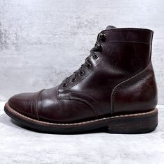 Thursday Captain Cap Toe Lace Up Leather Boots - Men's Size 8 - Brown Pre-Owned. Some Signs Of Wear From Use. Posted Photos Shows The Condition In Greater Detail And Is The Actual Item You'll Be Receiving. Casual Goodyear Welted Cap Toe Work Boots, Rugged Brown Cap Toe Work Boots, Classic Brown Closed Toe Work Boots, Vintage Brown Boots With High-quality Finish, Brown Cap Toe Work Boots With Goodyear Welt Construction, Brown Goodyear Welted Cap Toe Work Boots, Brown Cap Toe Work Boots With Goodyear Welt, Brown Goodyear Welt Work Boots With Cap Toe, Classic Cap Toe Work Boots For Outdoor