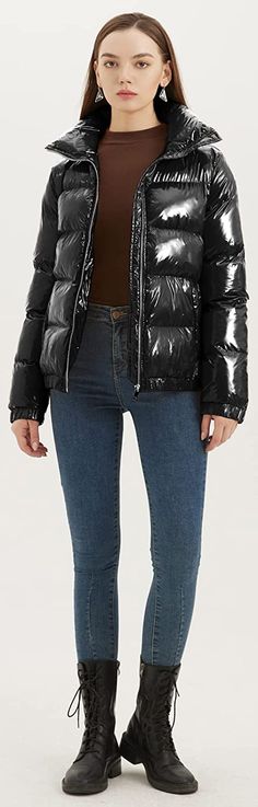 This stylish and high-quality Quilted Shiny Padded Women's Puffer Jacket is designed to keep you warm and comfortable in cold weather. It is quilted with red shiny padding, making it lightweight for easy layering. The jacket's insulation blocks out wind and moisture to keep you warm and dry. Imported 100% polyester Zipper closure Hand wash / Machine wash Brand Size Dress Bust Waist Hip XS 0-2 31-32.5'' 23-24'' 31-34" S 4--6 33-35'' 25-26'' 35-37" M 8--10 35-36'' 27-28'' 38-39" L 12--14 38-40'' 2 Black Quilted Puffer Jacket For Winter, Black Quilted Jacket With Zipper For Winter, Black Quilted Jacket For Winter, Winter Black Quilted Down Jacket, Fitted Black Quilted Puffer Jacket, Trendy Winter Puffer Jacket With Zipper, Trendy Black Quilted Winter Jacket, Trendy Fitted Shiny Outerwear, Shiny Long Sleeve Winter Outerwear