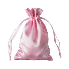 a pink satin bag on a white background