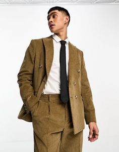 Brown Double Breasted Suit With Lapel Collar For Office, Brown Double Button Blazer For Office, Brown Double-breasted Blazer For Office, Brown Double Breasted Suit With Welt Pockets For Work, Brown Double Breasted Suit With Lapel Collar, Brown Tweed Jacket With Notch Lapel And Double Button, Classic Beige Double Breasted Long Sleeve Suit, Semi-formal Brown Double-breasted Blazer, Brown Double-breasted Suit With Pockets