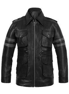 Introduction:
The Resident Evil 6 Leon Kennedy Leather Jacket is the perfect outfit to help you feel like the game's heroic character. Made with high-quality leather, this jacket is ideal for keeping you warm and looking stylish at the same time. It comes in a black colour that gives it an excellent and rugged look, perfect for any Resident Evil fan. If you want to feel like a real zombie-killing machine, this is the jacket for you.

Leon Kennedy is the main protagonist of the Resident Evil seri Cosplay Biker Leather Jacket With Long Sleeves, Biker Style Leather Jacket For Cosplay, Winter Military Leather Outerwear, Fall Leather Techwear Outerwear, Black Hooded Techwear Leather Jacket, Techwear Long Sleeve Leather Outerwear, Techwear Leather Long Sleeve Outerwear, Black Biker Leather Jacket For Cosplay, Winter Biker Outerwear For Cosplay