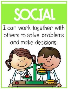 a poster with the words social and two children eating pies on top of a table