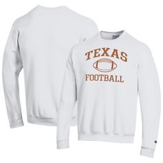 Stay warm while rooting for the Texas Longhorns to score a touchdown with this Football Icon sweatshirt. Made by Champion, it features team graphics printed on a blend of soft, durable fabrics. Fleece lining adds an extra layer of cozy warmth to this Texas Longhorns pullover. Texas Longhorns Football, Longhorns Football, Football Icon, Texas Longhorns, White Sweatshirt, Pullover Sweatshirt, Stay Warm, Texas, Football