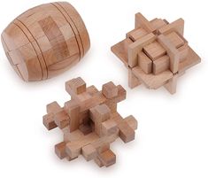 PRICES MAY VARY. AWESOME BRAIN TEASER: Can you put the small pieces of wood together to create the three-dimensional shapes? Assembling the different non identical wooden pieces into a barrel or a star shape, this wood Brain Twister Puzzle is also a manipulative puzzle for adults. This intelligence toy can not only exercise the brain but relax your mind. 100% SAFE: With ASTM & EN71 International Toy Standard Certificate, these toys are child safe and worry-free.They are made from beech and Envir Indoor Fun Games, Brain Twister, 3d Wooden Puzzle, Skill Building, Three Dimensional Shapes, Brain Teaser Puzzles, Puzzle Games, Wooden Barrel, Brain Teaser