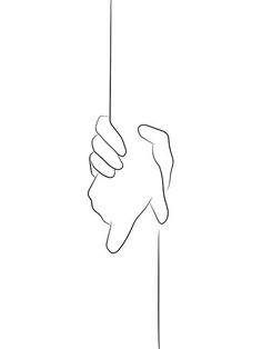 one line drawing of two hands holding on to a pole with the other hand reaching out