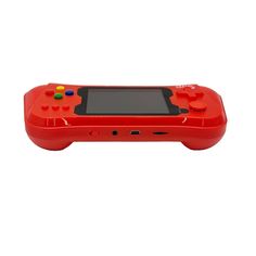 a red nintendo wii game controller on a white background