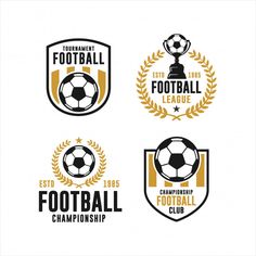 Football club tournament logo collection... | Premium Vector #Freepik #vector #sport Soccer Logo Design Ideas, Football Club Logo Design, Madura United, Football Logo Design, Logo Football, American Football League, About Football, Logo Design Set