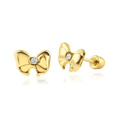 Description: 14k Yellow Gold Mini Small Bow Cz Screw Back Earring Item No.: Ba09-14e** Metal Type: 14k Gold (Stamped 14k) Metal Color: Yellow Gold Measurement: 6.6 X 4.8mm Brand New With Box Gold Earrings With Decorative Bow As Gift, Formal Yellow Gold Clip-on Earrings With Screw Back, Elegant Gold Earrings With Decorative Bow, Elegant Yellow Gold Clip-on Earrings With Screw Back, Dainty Gold Bow Earrings, Shine Jewelry, Small Bows, Screw, Screw Back Earrings