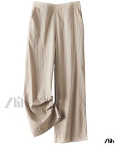 Zlily - Casual Pants - Lightweight Slim-fit Nine-Quarter Length Elastic Waist Straight-leg Trousers Baggy Yoga Trousers For Spring, Beige Stretch Straight Harem Pants, Baggy Solid Yoga Pants For Spring, Straight Yoga Pants For Spring, Spring Wide-leg Yoga Pants With Pockets, Spring Yoga Pants With Pockets And Straight Legs, Solid Ankle-length Yoga Pants For Spring, Spring Solid Ankle-length Yoga Pants, Spring Ankle-length Non-stretch Yoga Pants