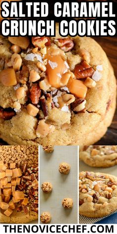 salted caramel crunch cookies with text overlay