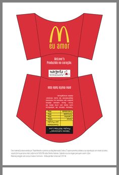 a paper model of a red shirt with the mcdonald's logo in yellow on it