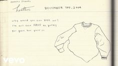 an old handwritten note with a sweater drawn on it