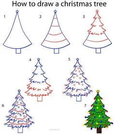 how to draw a christmas tree for kids with step by step drawing instructions and pictures