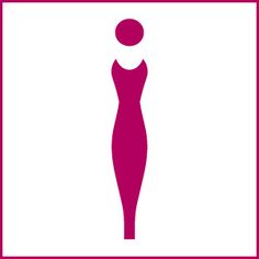 the silhouette of a woman in a pink dress is shown against a white background with a red frame