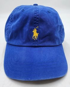 Polo Ralph Lauren Chino Cap Hat Leather Strap Royal Blue/Yellow Pony Embroidered OS One Size Adjustable Simple Dressing, Blue Yellow, Polo Ralph, Caps Hats, Leather Straps, Royal Blue, Accessories Hats, Polo Ralph Lauren, Shoe Accessories