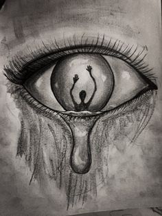 a drawing of an eye with a person in it