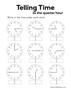 telling time to the quarter hour worksheet