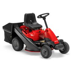 a red riding lawn mower on a white background