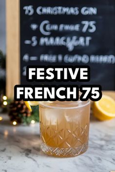 A photo of a  Festive French 75 a Christmas Gin Cocktails