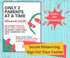 social distancing sign for parents at a time