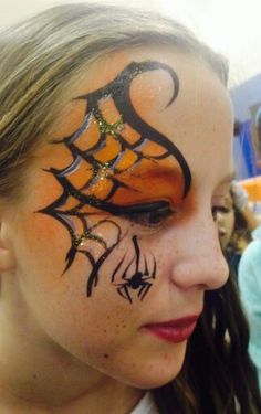 Spider Makeup Kids, Kid Witch Face Paint, Kids Halloween Facepainting, Halloween Face Paint Spider Web, Spider Witch Makeup, Halloween Face Paint Spider, Kids Witch Makeup, Girl Halloween Makeup