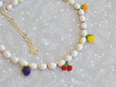 Summer White Jewelry With Fruit Design, Summer Fruit Design White Jewelry, Crystal Pendants, Bee Pendant, Pearl Choker Necklace, Pearl Choker, Pearl Size, Summer Jewelry, Jewelry Handmade