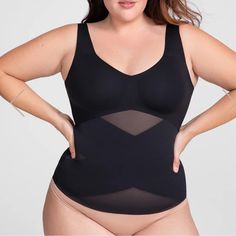 New With Tags And Package Black Full Coverage Shapewear Top, Supportive Black Shapewear With Built-in Bra, Cami Bodysuit, Waist Cincher, Teal Green, Shapewear, Women's Intimates, Womens Sizes, Tank Top