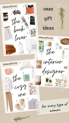 christmas gift ideas for the interior designer info sheet with text overlays and photos